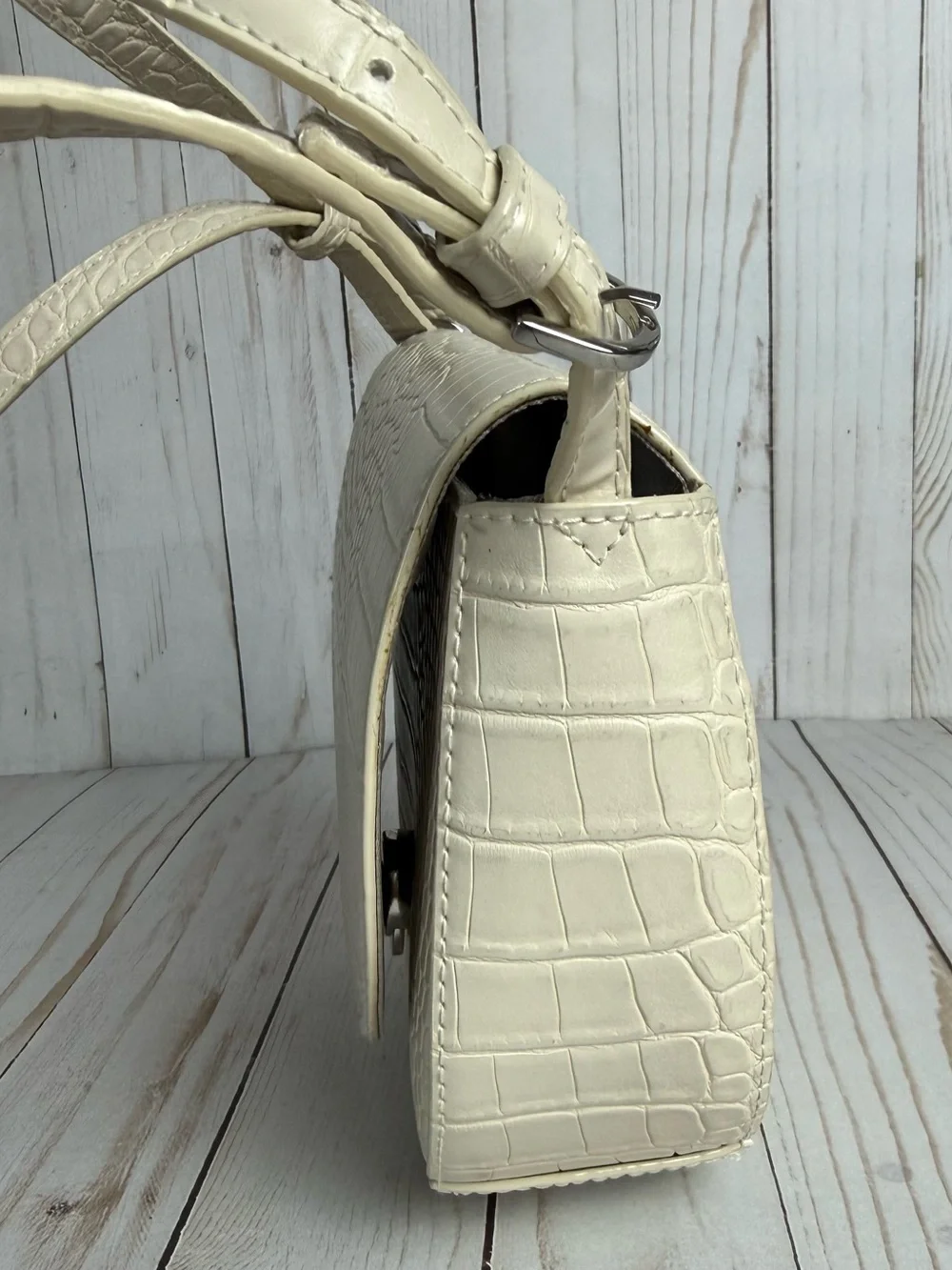 A New Day Target Ivory Faux Snakeskin Crossbody Bag Cream Purse Top Handle